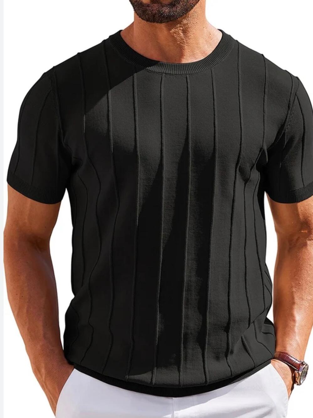 Coofandy Mens Black Textured Short Sleeve Button Down Casual Shirt Size XL NEW